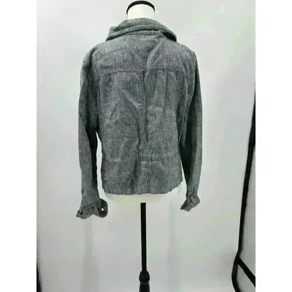 Loft Linen Cotton Blend Zip/Button Up Jacket Blue & White Striped Nautical Small - Picture 4 of 9